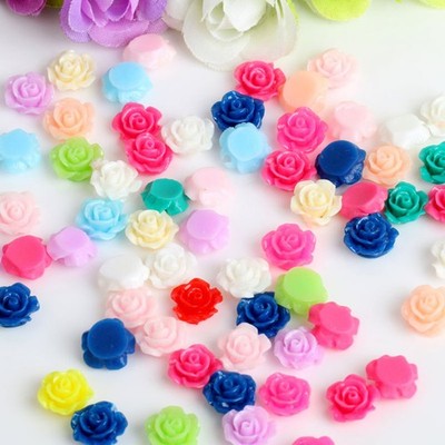  50 Stück Harz Rose Blumen Perlen DIY Zubehör Verzierung für Scrapbooking Craft
