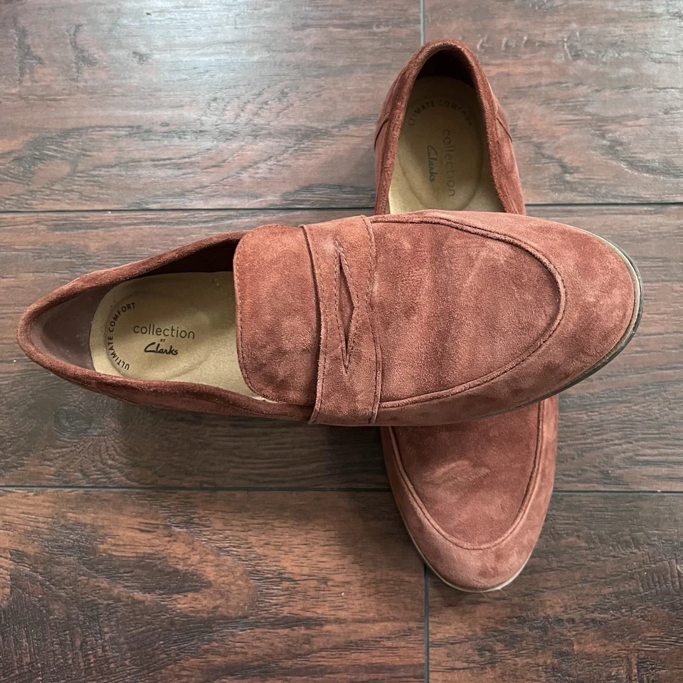 Mocasines Clarks para mujer Trish rosa gamuza centavo caoba talla 9 Foto 4 de 4