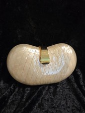 Vintage Aspects Mother of Pearl Evening Bag Clutch Purse Kidney Shape Clamshell