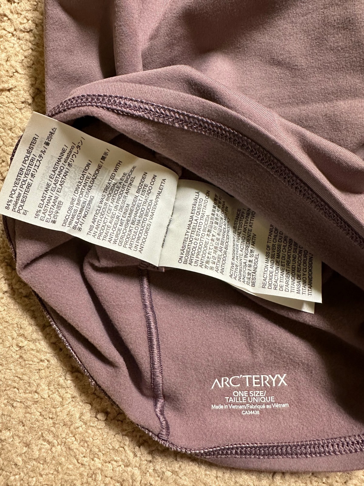 Arc'teryx Rho ghetta collo lunga taglia unica interstellare outdoor escursionismo sci NUOVO