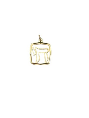 14K Gelbgold gerahmter Chai Charm #25163