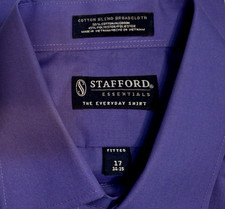 XL 17x34/35 Stafford EVERYDAY Cotton Blend Broadcloth L/S Shirt PURPLE