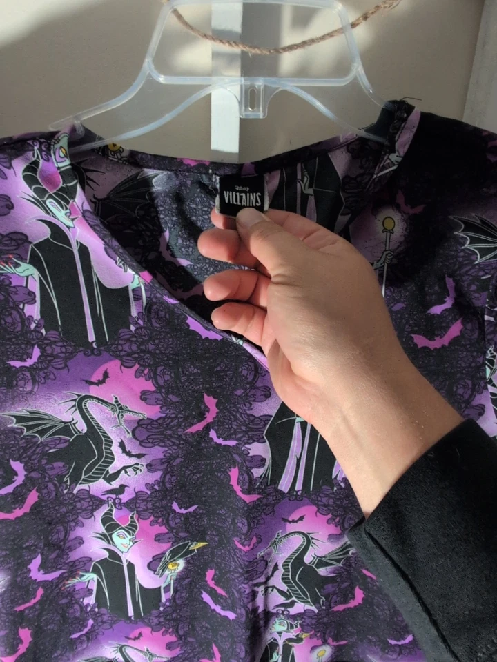 Disney Official Scrub Top Villains Size Small Maleficent - Image 2 of 4
