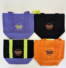 Trader Joe's Mini Halloween Canvas Tote Bag Set of 4 RARE LIMITED Ready To Ship!