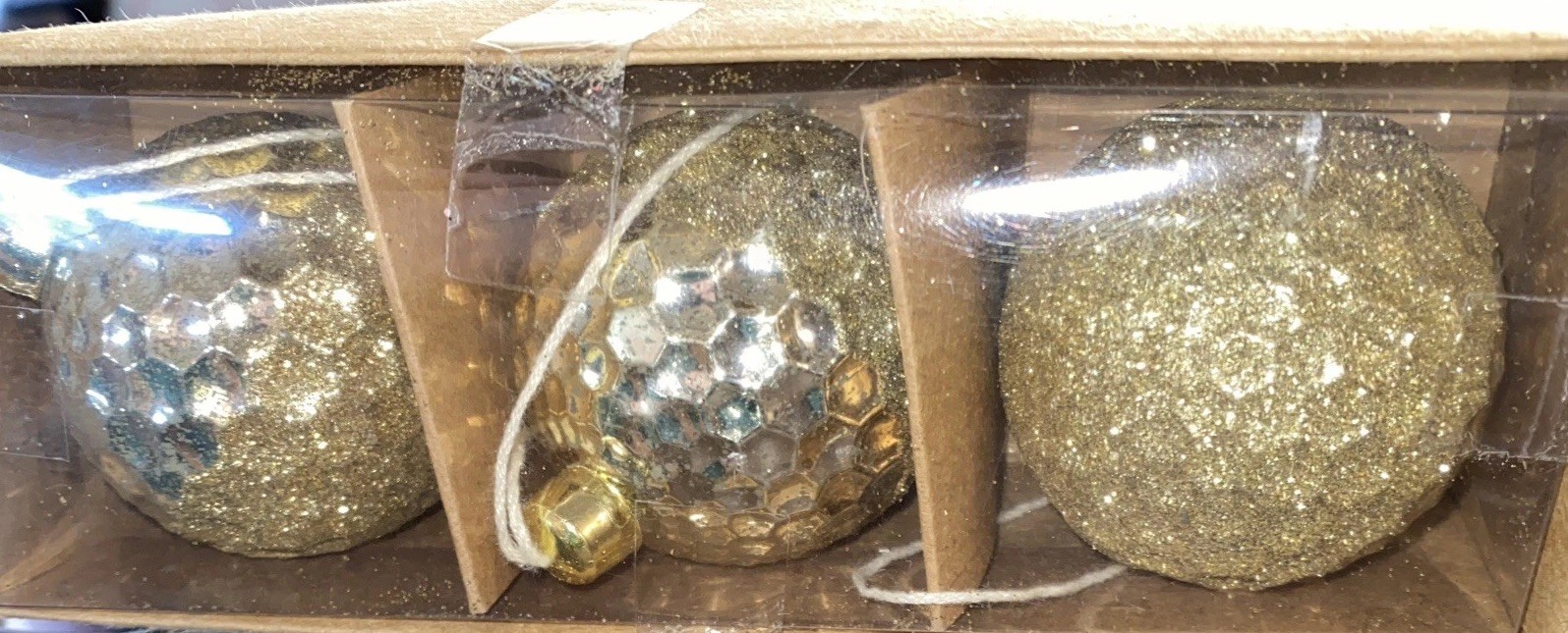 NEW Wondershop 3-Piece Shatter-Resistant Christmas Ornament Set Gold