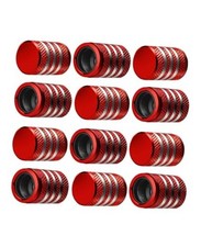Tire Valve Stem Cap Cover - 12 Pack Tire Air Caps Metal with Universal Red