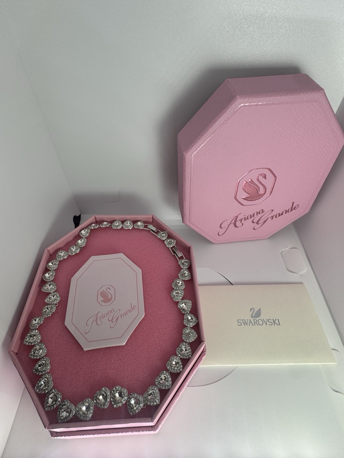 Ariana Grande x Swarovski pendant Mixed cuts, Heart, White, Rhodium plated