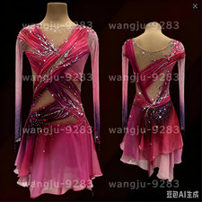 Figure Skating Dress Ice Skating Dress Competition Skating pink dyeing