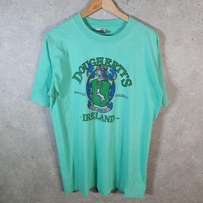Vintage Oneita Dougherty s Ireland USA 90s Single Stitch T-Shirt Herren XL grün