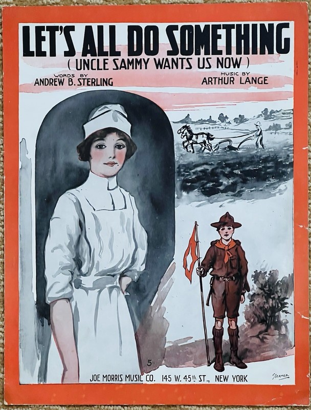WORLD WAR I / RED CROSS sheet music LET'S ALL DO SOMETHING Uncle Sammy Wants Us