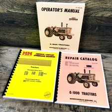 Minneapolis Moline G1000 Tractor Service Parts Operators Manual Set Repair