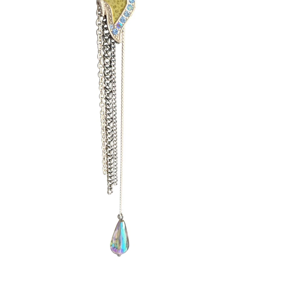 Guess Crystal Enamel Butterfly Tassel Necklace 16" - Image 3 of 4