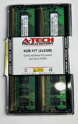 A-Tech 4GB 2x 2GB PC2-6400 Desktop DIMM DDR2 800 MHz Non-ECC Memory RAM 6400U