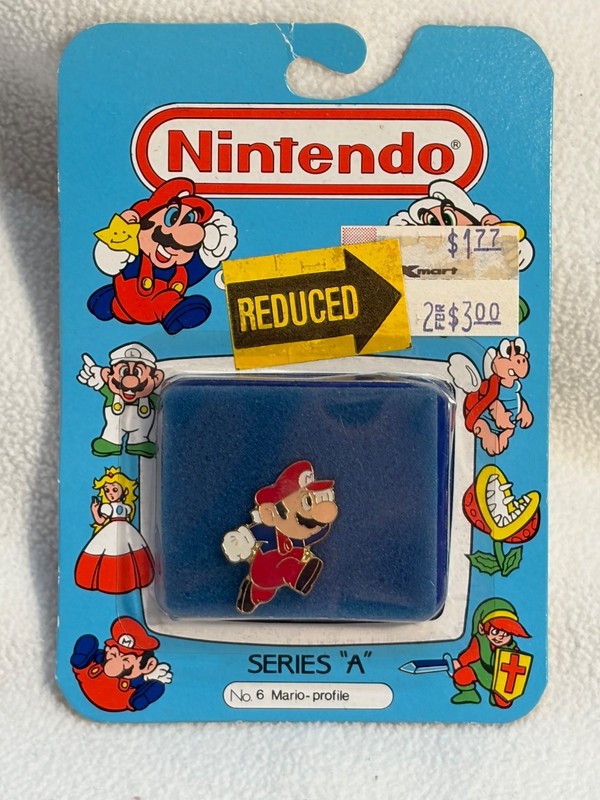 1989 Nintendo Collector Pins Series "A" No. 6 Mario Profile Ace Novelty!