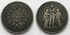 FRANCIA - 5 franchi Hercule 1848 argento