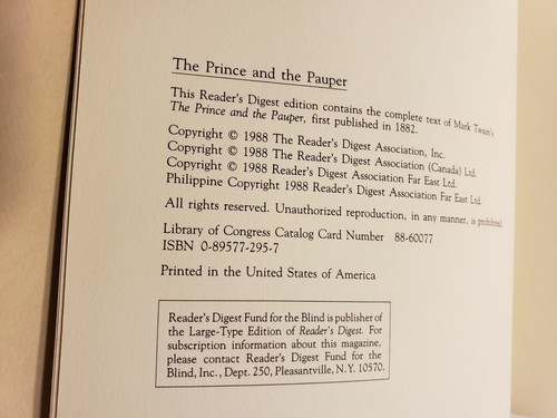 VTG Readers Digest: The Prince and the Pauper -Mark Twain EUC - Imagen 7 de 7