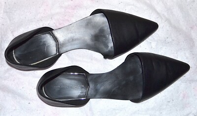 Zara D'Orsay Leather Flats, Black, Sz 41