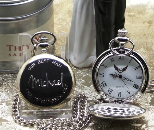 Orologio da taschino personalizzata metallo inciso Regalo caso  Personalizzato Sposo Migliore Man Usher | eBay
