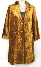 Etro Milano Womens Gold Crushed Velvet Knee Length Coat Size Medium Us 6 Euro 42