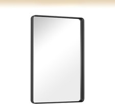 Black Bathroom Mirror,20 x 30-Inch Rectangular Wall Vanity Mirror,Tempered Glass