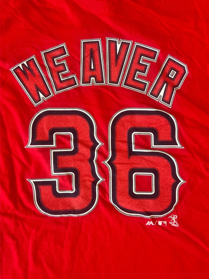 Anaheim Angels Red Shirt Womens Medium Weaver 36 MLB Baseball - Image 3 of 4