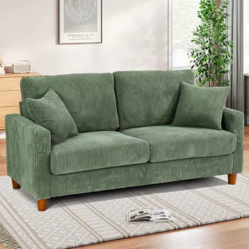 2 / 3 Seater Teddy Velvet Sofa with 2 Pillows Couch Love Seat achats Settee Green Gray