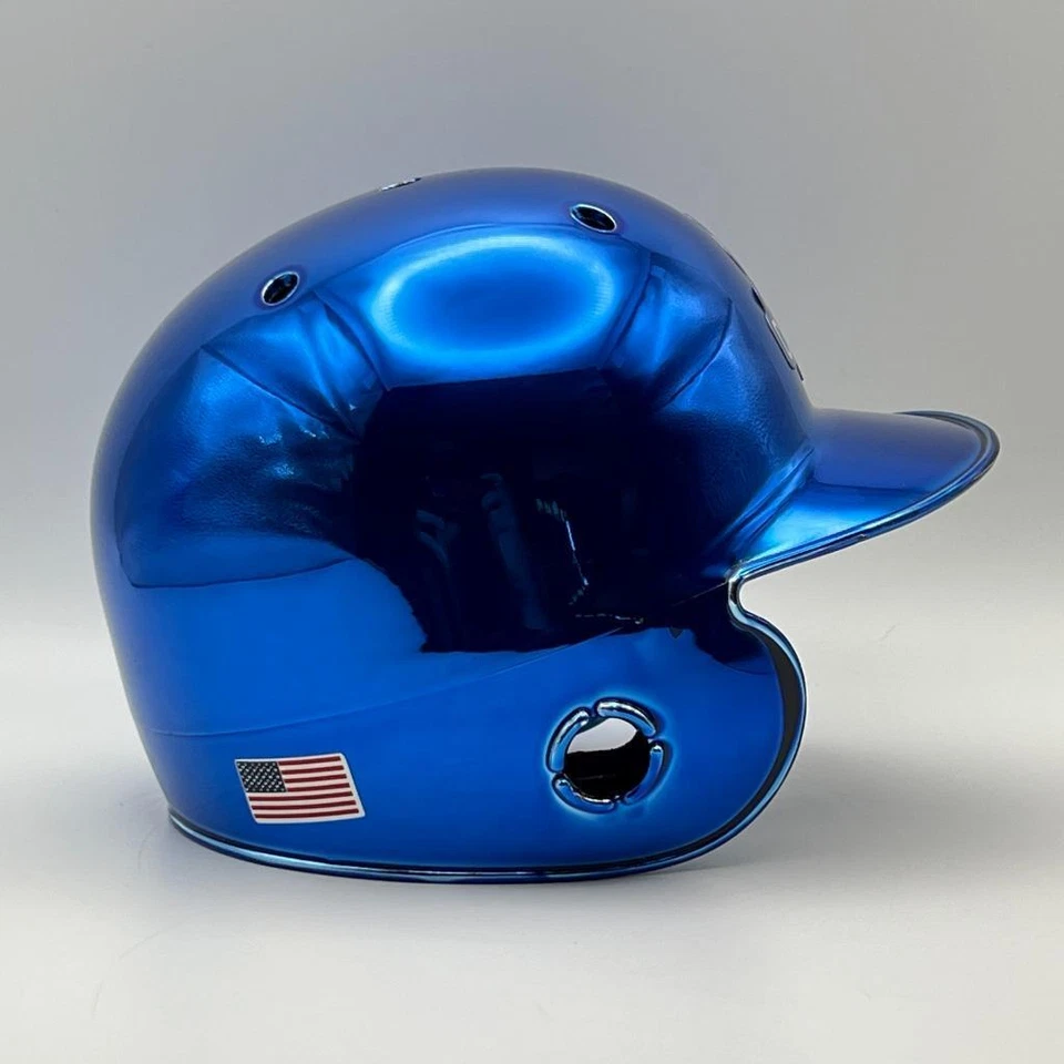 Texas Rangers НА ЗАКАЗ Schutt синий хром - 2023 World Series мини биты шлем - Изображение 2 из 3