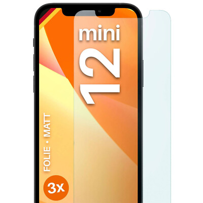 3x Schutzfolie Matt für Apple iPhone 12 mini Displayschutz 4H Dünn Anti Reflex