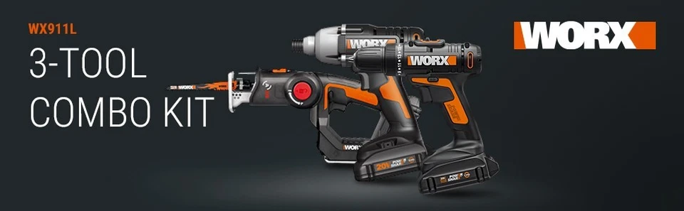 WORX WX911L 20 Volt Combo Power Tool Kit With Power Drill Impact Driver Axis Saw - Image 3 of 3