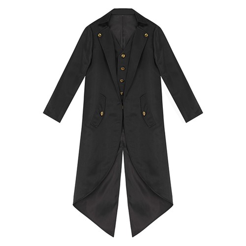 UK Kids Boys Tailcoat Gothic Victorian Jacket Pirate Long Coat Cosplay Costume - Picture 27 of 84