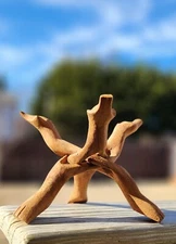 Hand Carved Tribal Wood Decorative Animal Sculpture Plant Prop Stand 