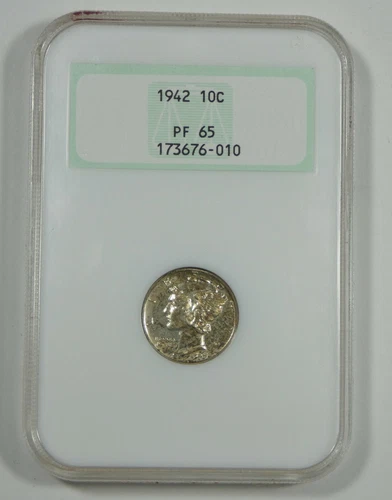 1942 Mercury Dime NGC PROOF 65 Silver 10c ~ old "Fattie" holder