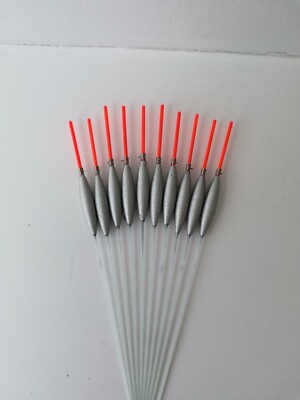 10 X slim Pole Floats. Glass stem 0.2g Silicon Included 1.5m tip strong handmade