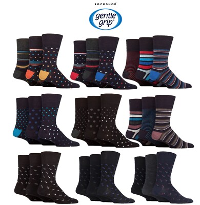 Gentle Grip Herren Socken gemustert weich atmungsaktiv kühlend Bambus 3 Paar SOCKSHOP
