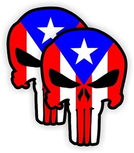 Puerto Rico Hard Hat Stickers | Motorcycle Helmet Decals | Punisher