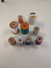Lot Of 9 Vtg Wooden Thread Spools Sewing Talon Belding Corticelli Silk Cotton