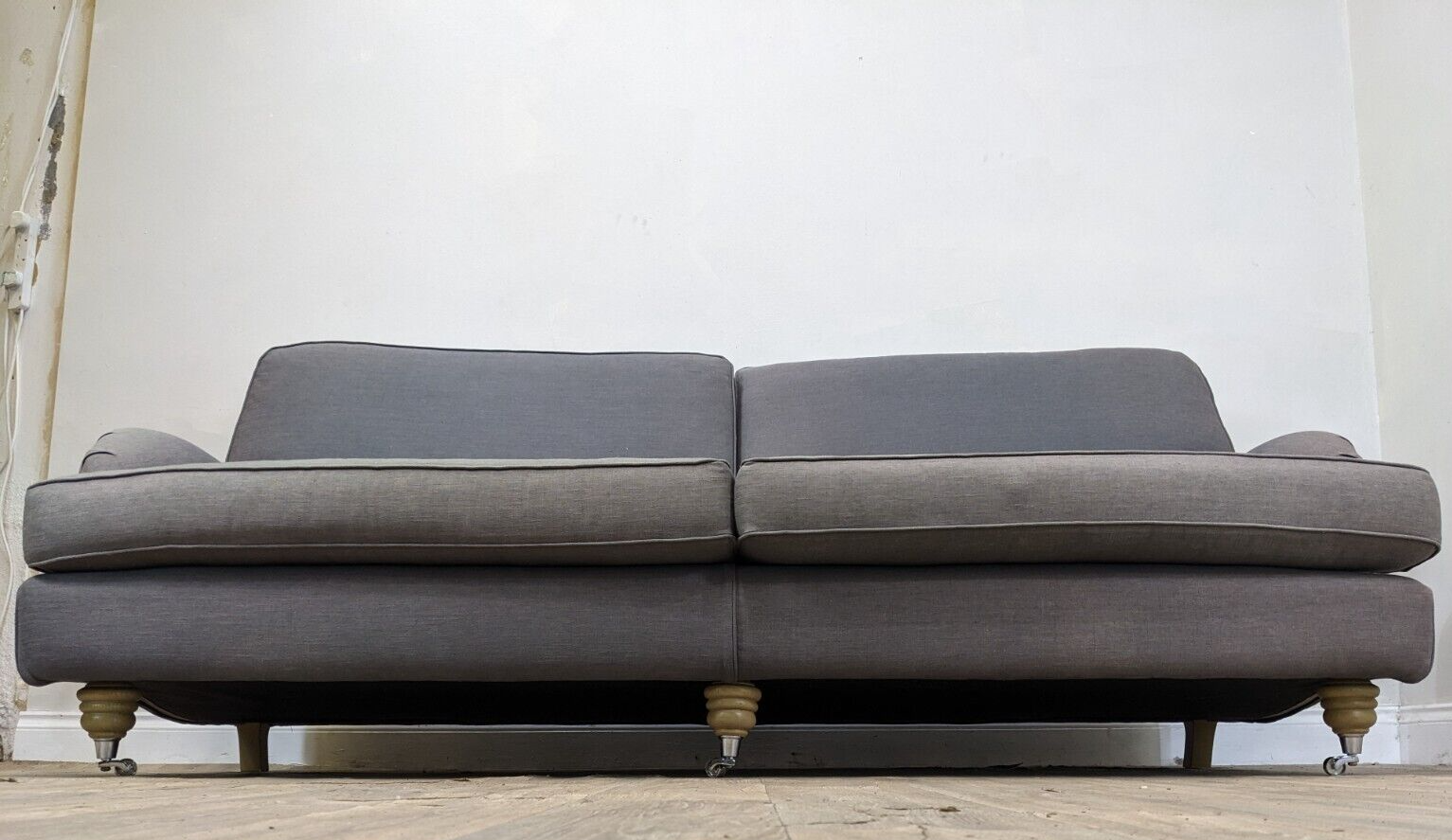 SOFA 4 Seater Multiyork BlueGrey Coloured Fabric Settee Pine Legs And