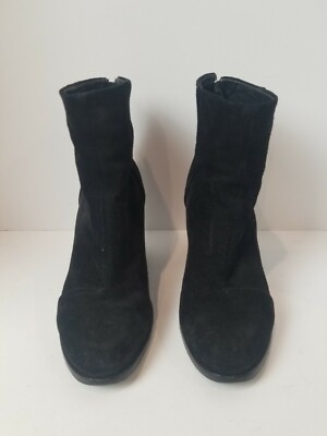 RAG & BONE BLACK SUEDE BACK-ZIP BLOCK HEEL ANKLE BOOTS SIZE  display picture 3