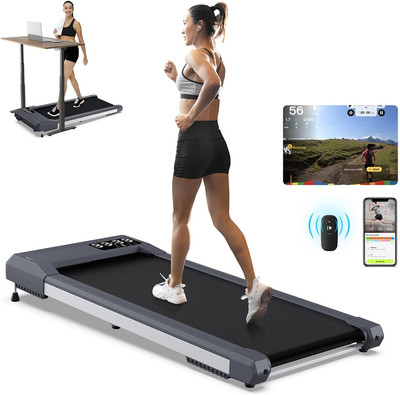 12% Incline Walking Pad Treadmill 340 Lb Capacity, under Desk Treadmill for WFH,