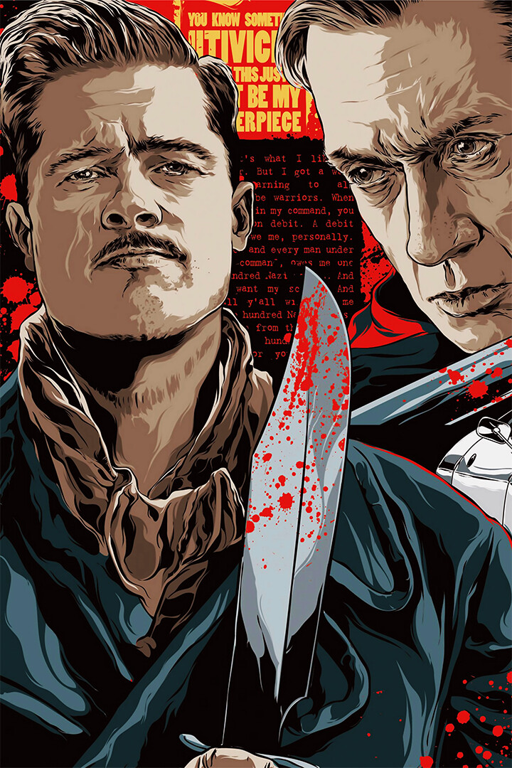 Poster Su Tela 'Bastardi Senza Gloria' - Stile Vintage Tarantino Per Decorare Casa, Ufficio O Locale