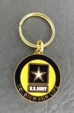 ARMY SOLDIER FOR LIFE METAL ENAMEL KEY RING CHAIN KEYCHAIN KEYRING 1.5 "