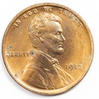 1917-P Lincoln Cent Almost Uncirculated - Cleaned