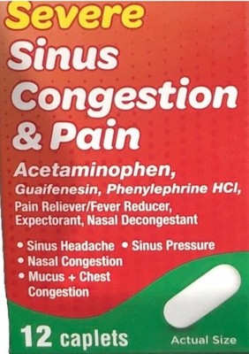 ValuRx Severe Sinus Congestion & Pain-Day Time Non-Drowsy 1pk 12 Caplets-SHIP24H