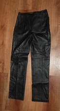 Vintage 90s CLIO Black Leather Pants 6 Lined Side Zip Bikercore Moto Y2K - 1470