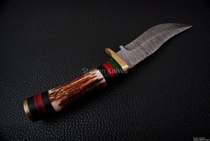 6''  Exotic Handle Damascus Hunting Knife Stag/Antler – Skinner Blade Handmade