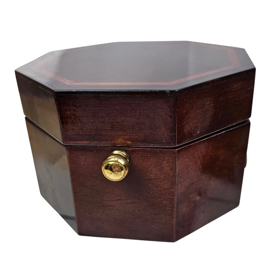 Bombay Company 1994 reloj octágono madera sobremesa números romanos cuarzo latón acento Foto 4 de 4