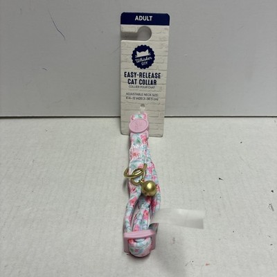 Whisker City Easy-Release Cat Kitten Collar Pink Floral 8-12'' w/Jingle Bell