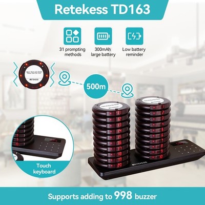 TD163 Restaurant pager system Pagers For Restaurant 20 Buzzers For Food Truck