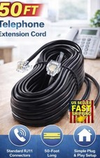 50 Ft Telephone Extension Cord RJ11 Modular Phone Line Cable Black