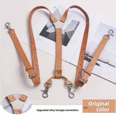 First Layer Cowhide Braces Men's Business Trousers Suspenders Jeans Four-hook